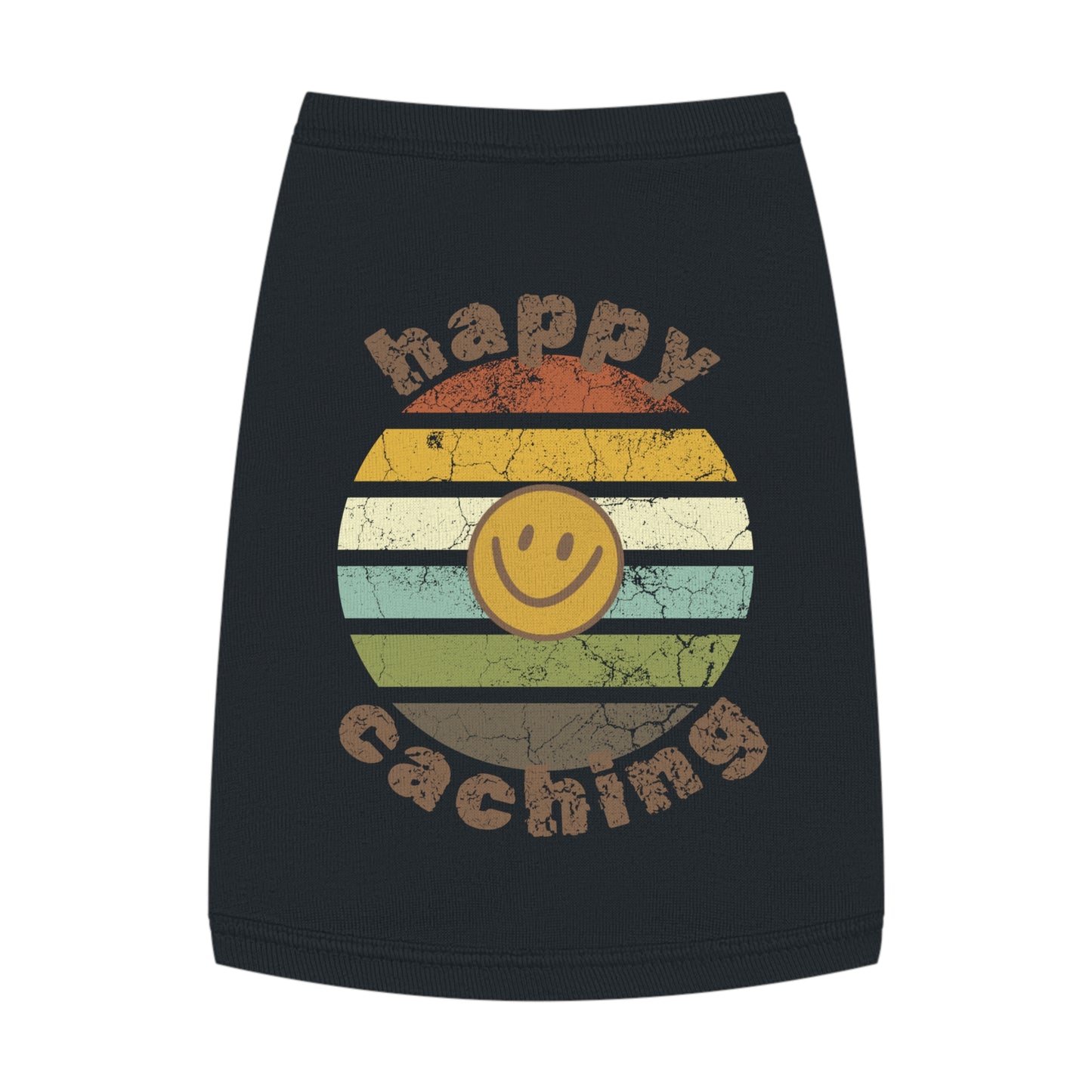 Happy Caching Retro Sunset Geocaching Pet Tank Top