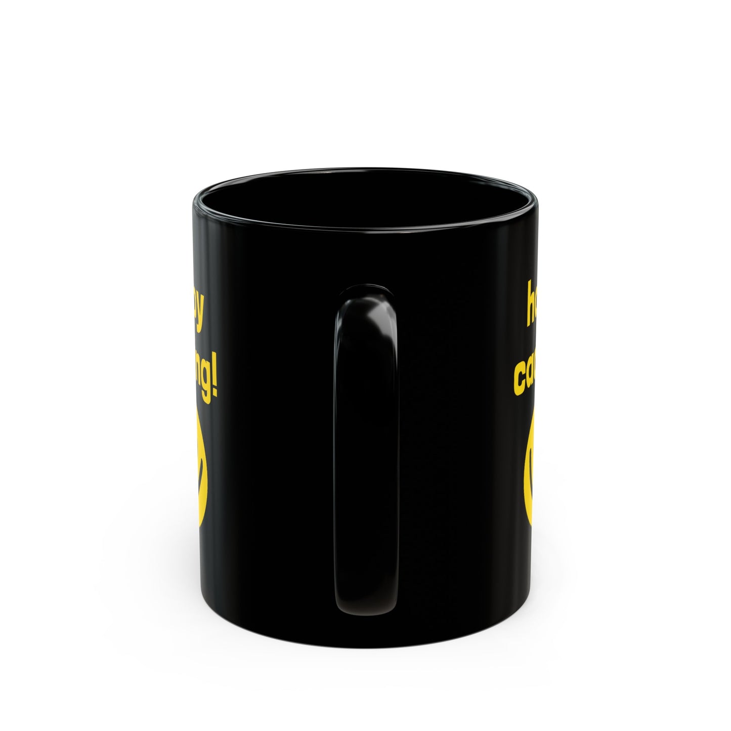 Happy Caching Geocaching Ceramic Mug, (11oz, 15oz) Black, Geocache Gift, Coffee Cup