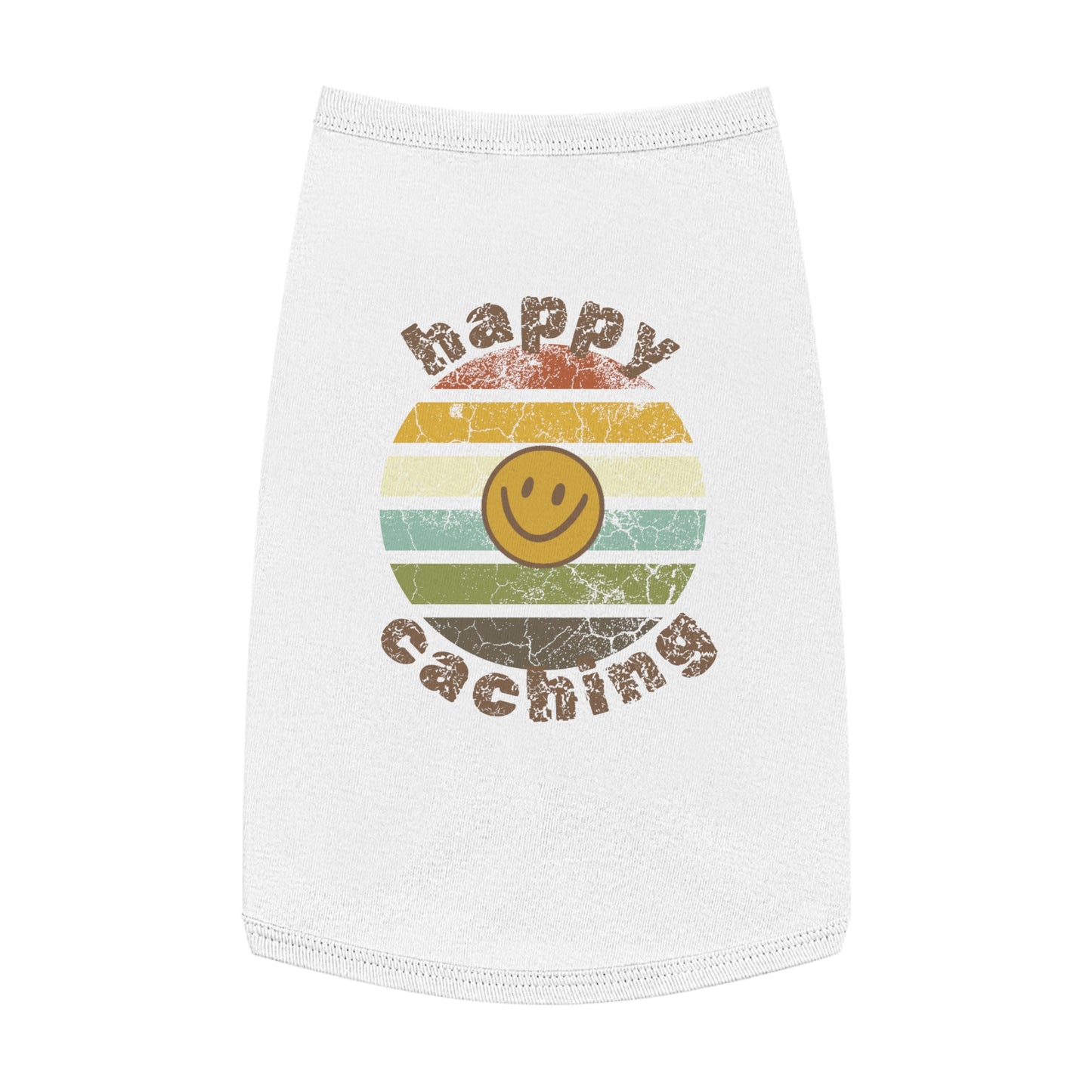 Happy Caching Retro Sunset Geocaching Pet Tank Top