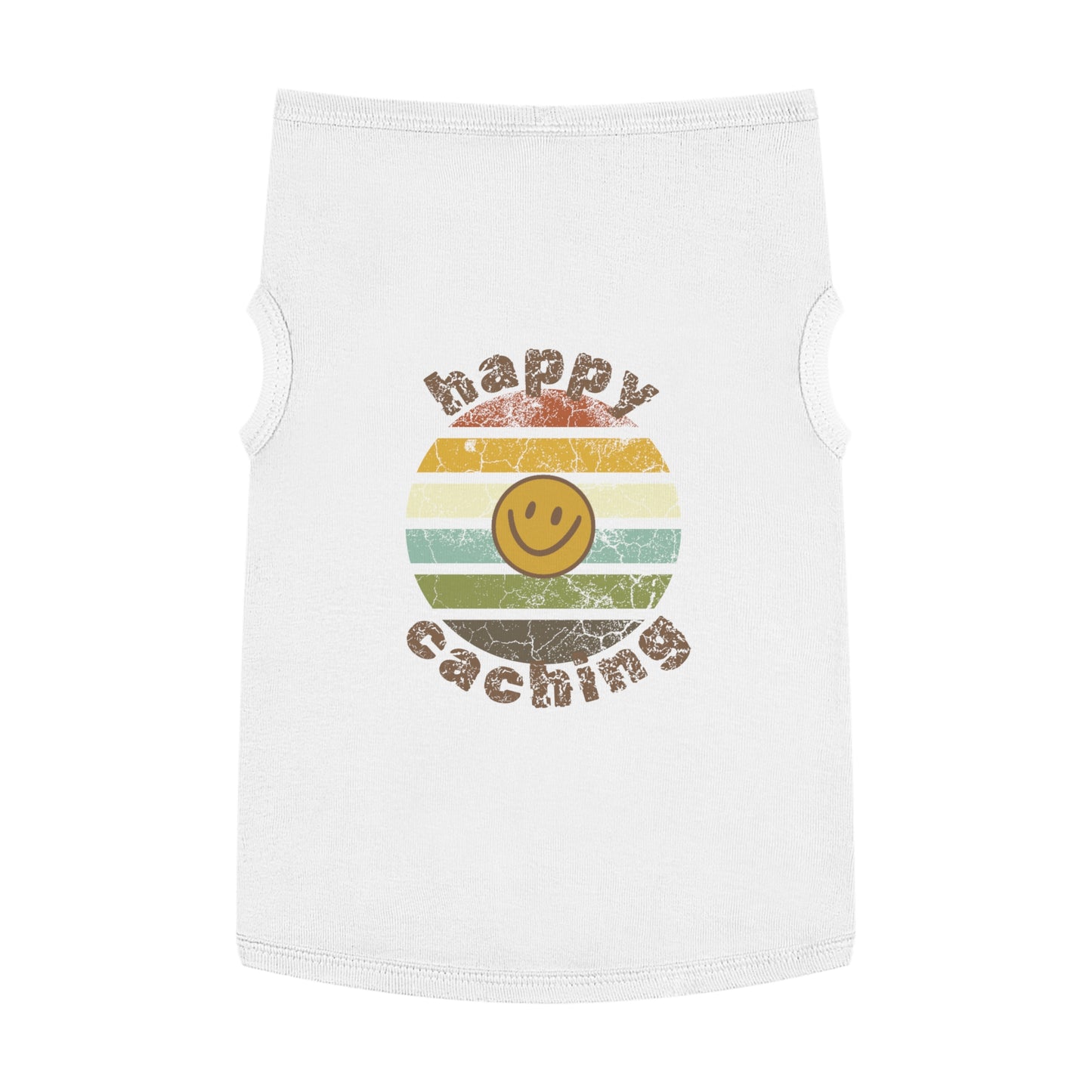 Happy Caching Retro Sunset Geocaching Pet Tank Top