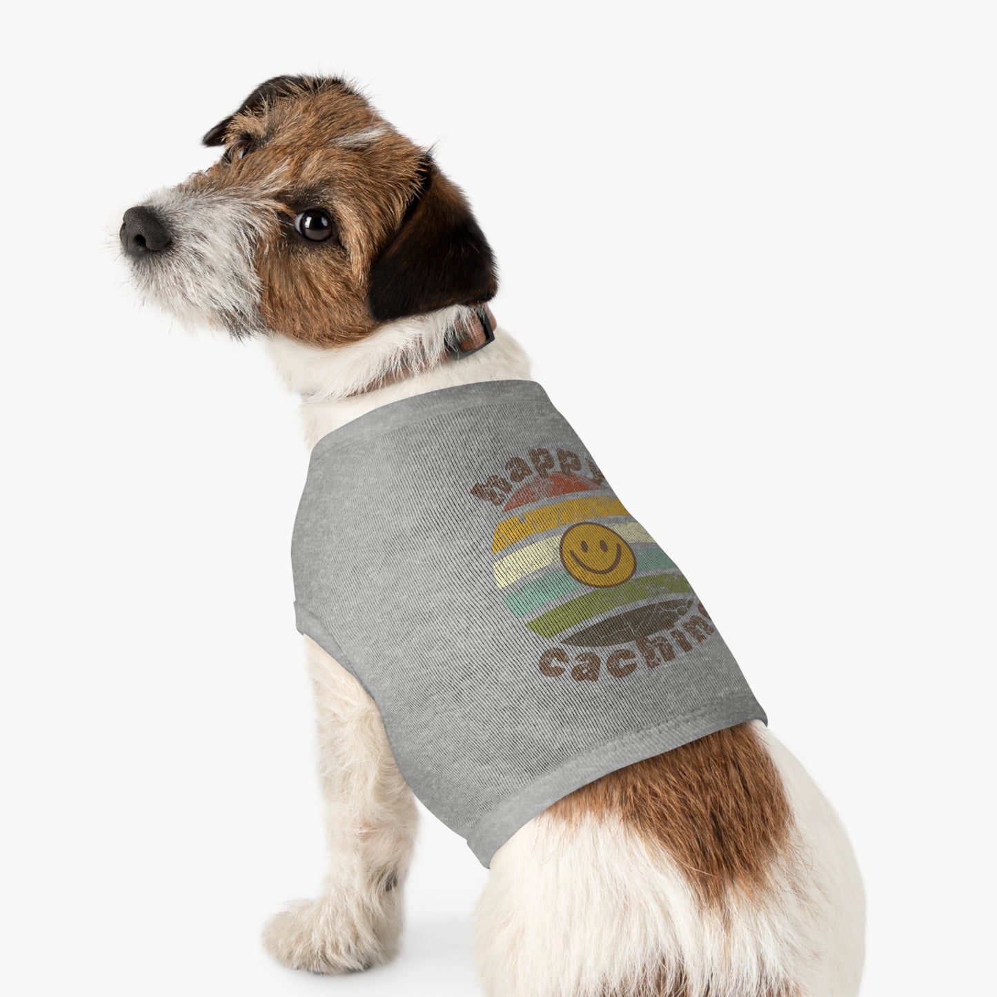 Happy Caching Retro Sunset Geocaching Pet Tank Top