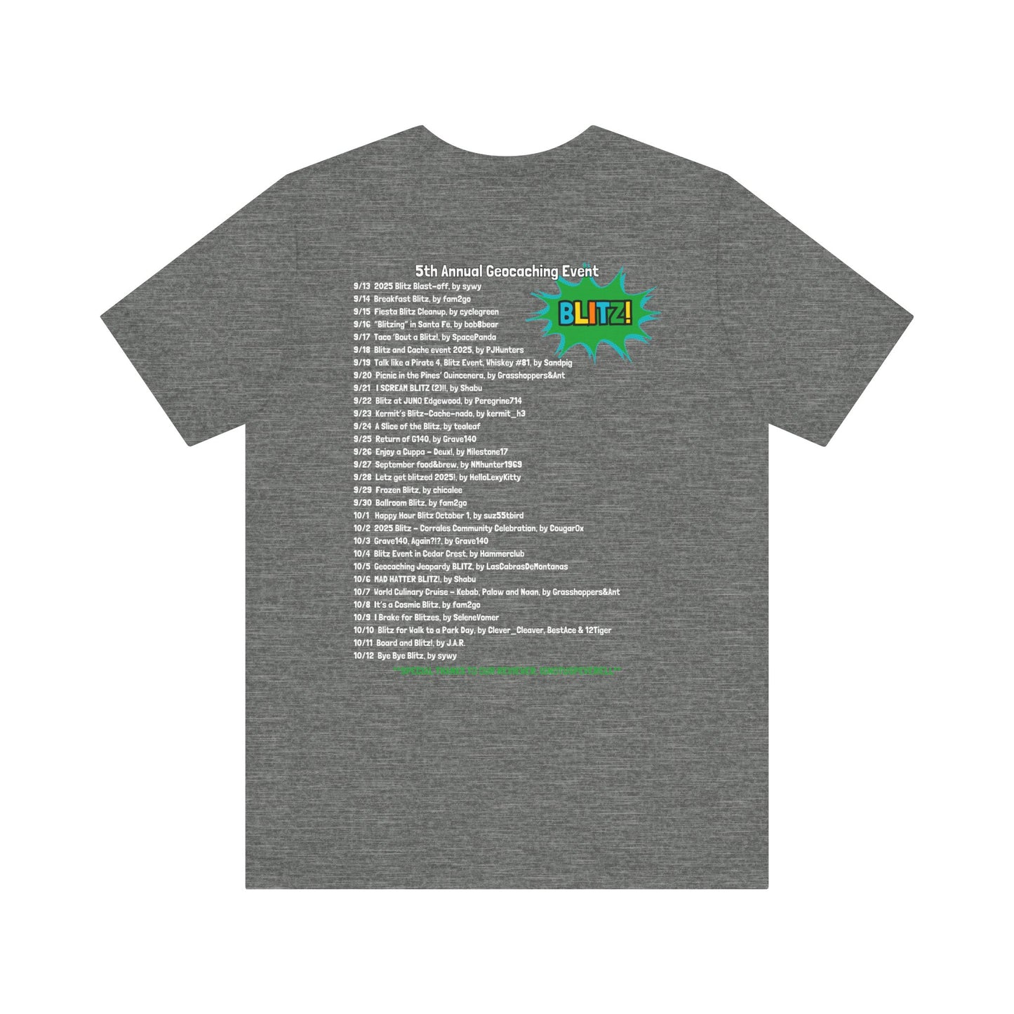 Geocaching Event Blitz 2025 Tshirt Unisex Jersey T-shirt, Adult geocache Tshirt,