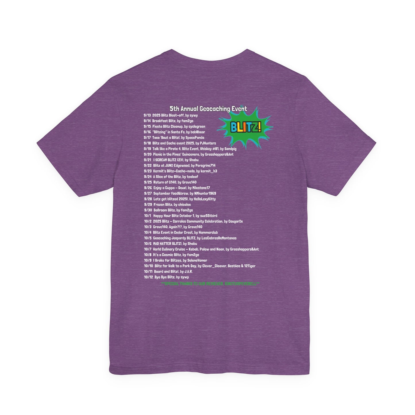 Geocaching Event Blitz 2025 Tshirt Unisex Jersey T-shirt, Adult geocache Tshirt,