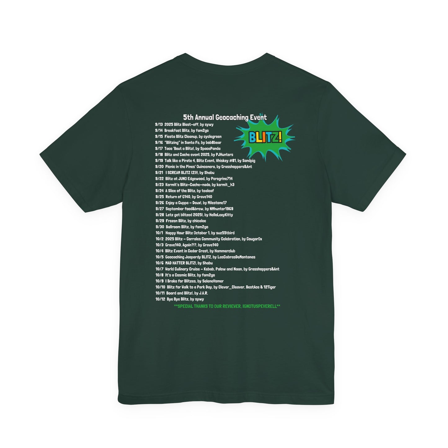 Geocaching Event Blitz 2025 Tshirt Unisex Jersey T-shirt, Adult geocache Tshirt,