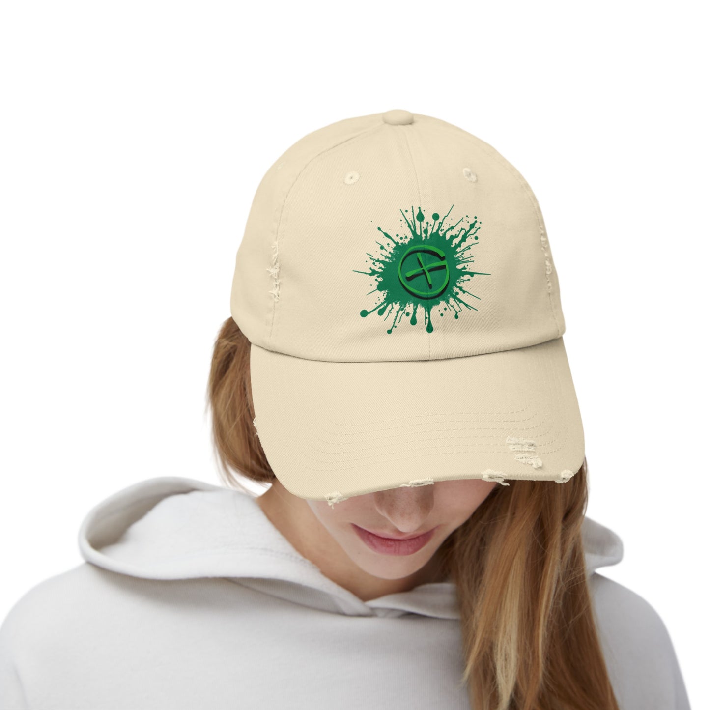 Geocache Splash Distressed Cap, Geocaching Hat, One Size Fits All, Adjustable Distressed Geocache Cap, Geocache Gift