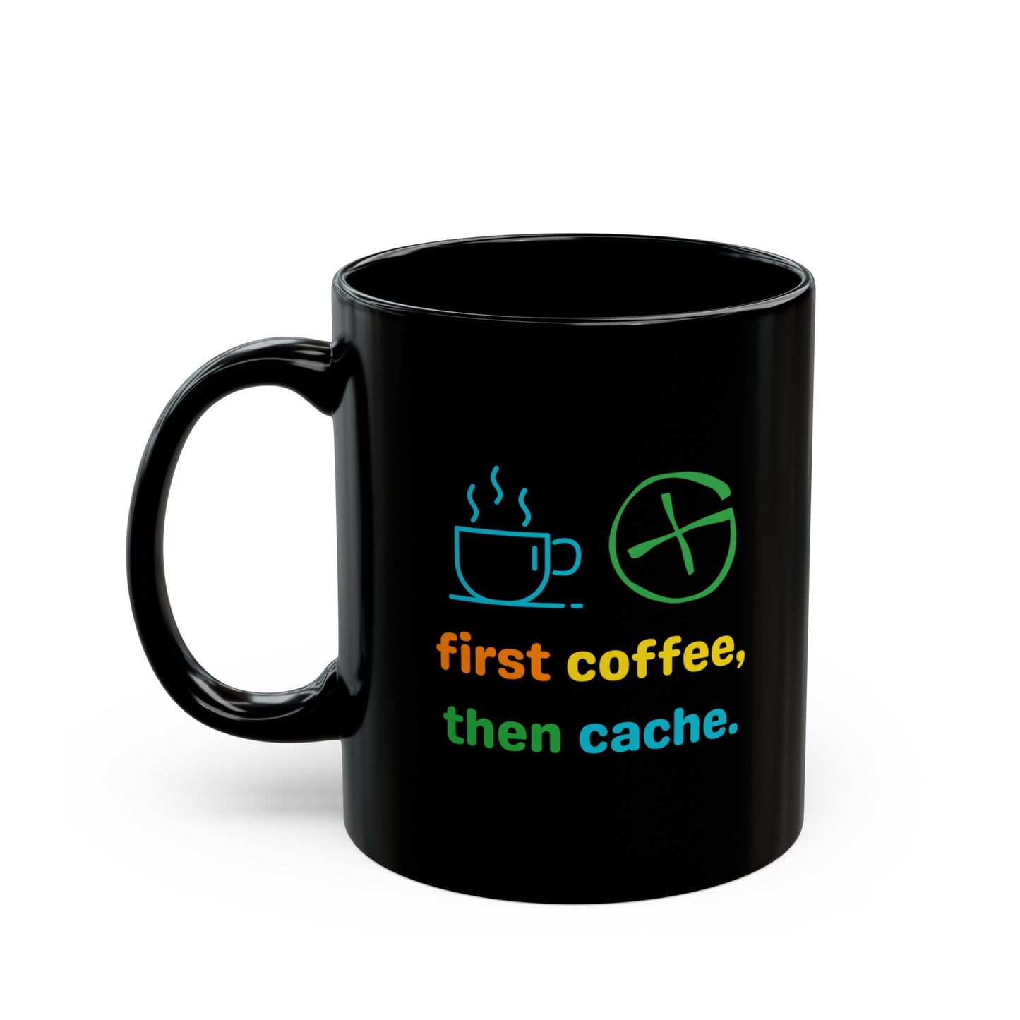 First Coffee, then Cache Geocaching Mug (11oz, 15oz) Black, Geocache Gift, Coffee Cup