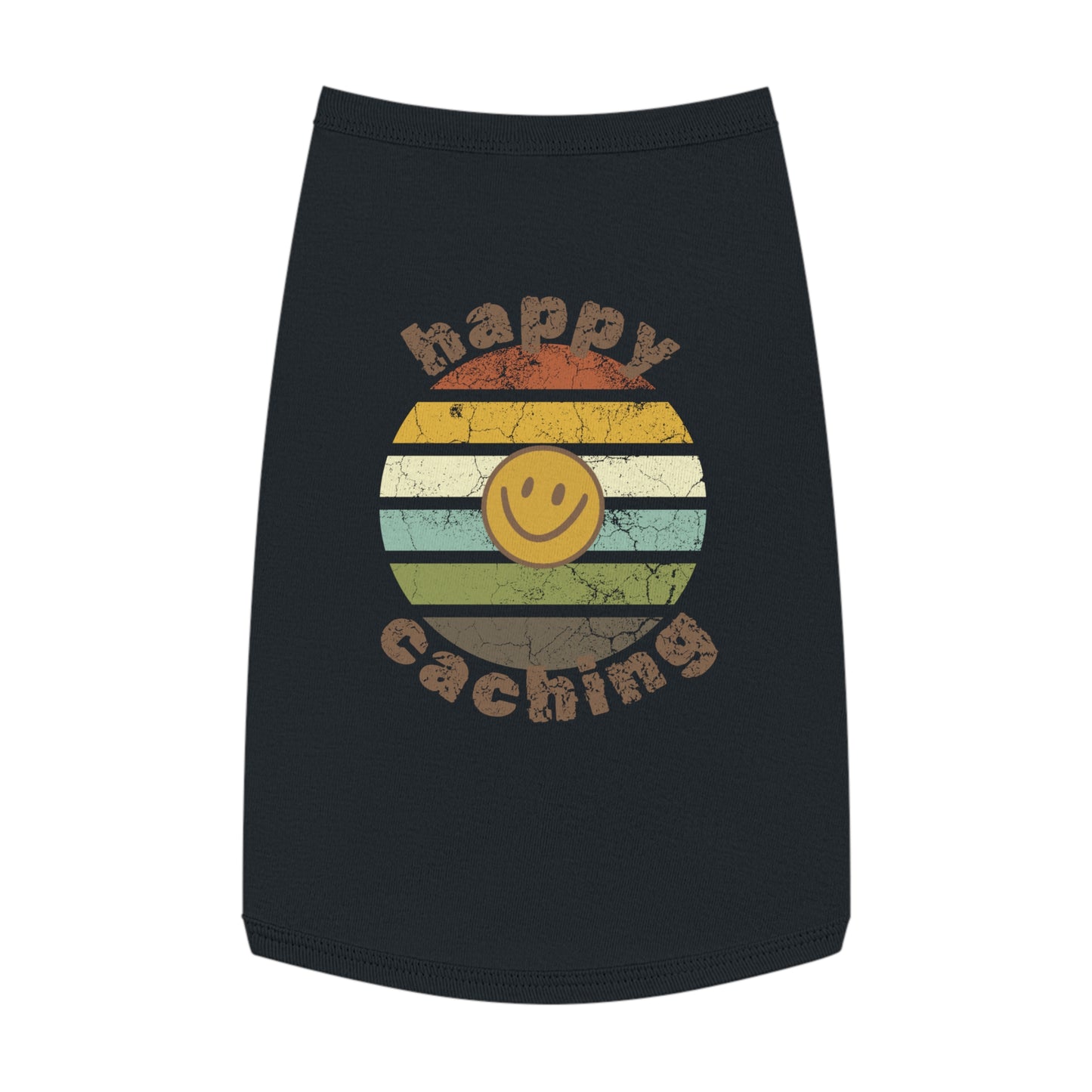 Happy Caching Retro Sunset Geocaching Pet Tank Top