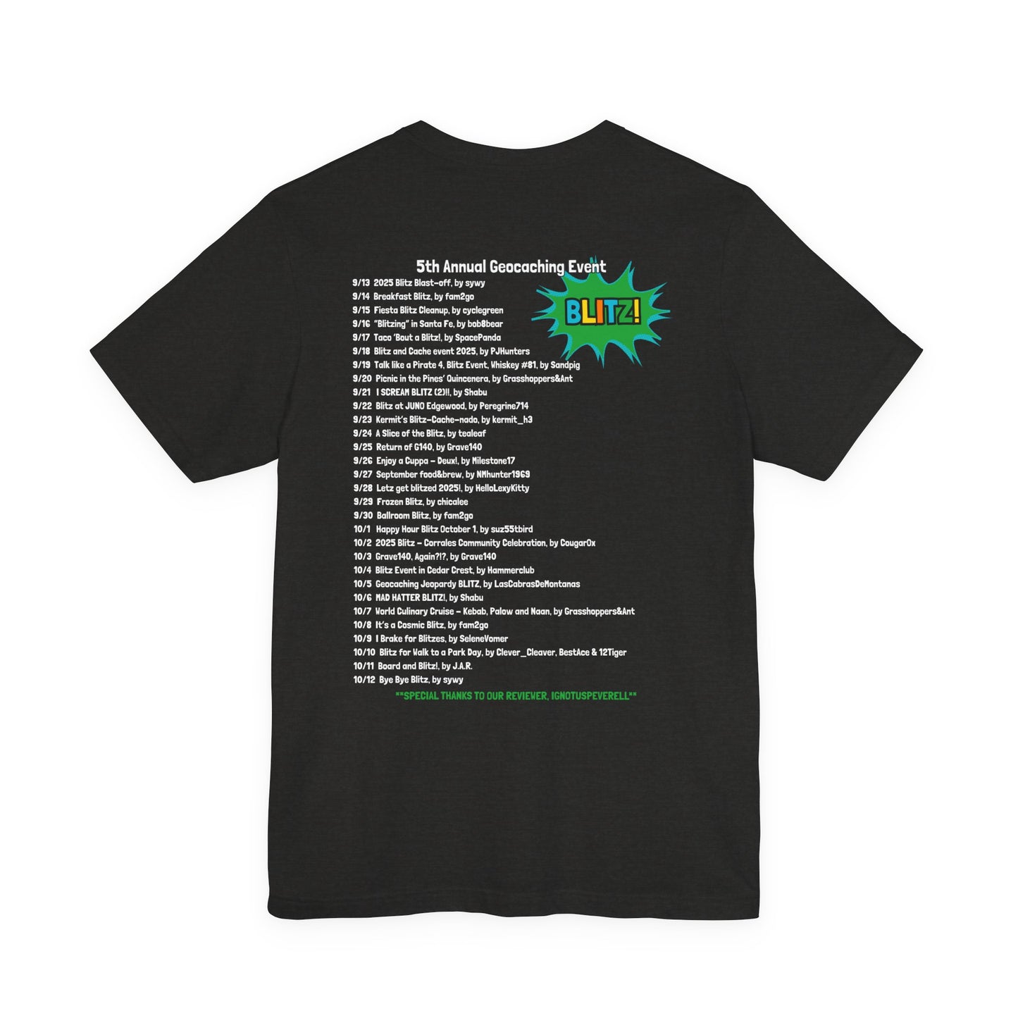 Geocaching Event Blitz 2025 Tshirt Unisex Jersey T-shirt, Adult geocache Tshirt,