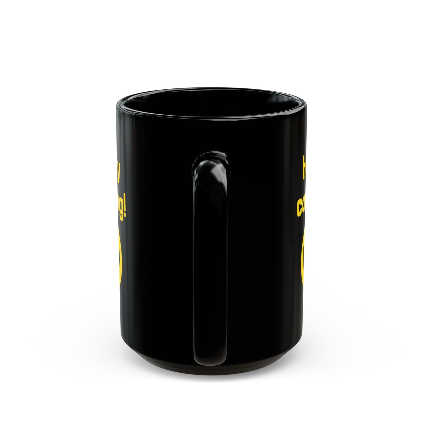 Happy Caching Geocaching Ceramic Mug, (11oz, 15oz) Black, Geocache Gift, Coffee Cup