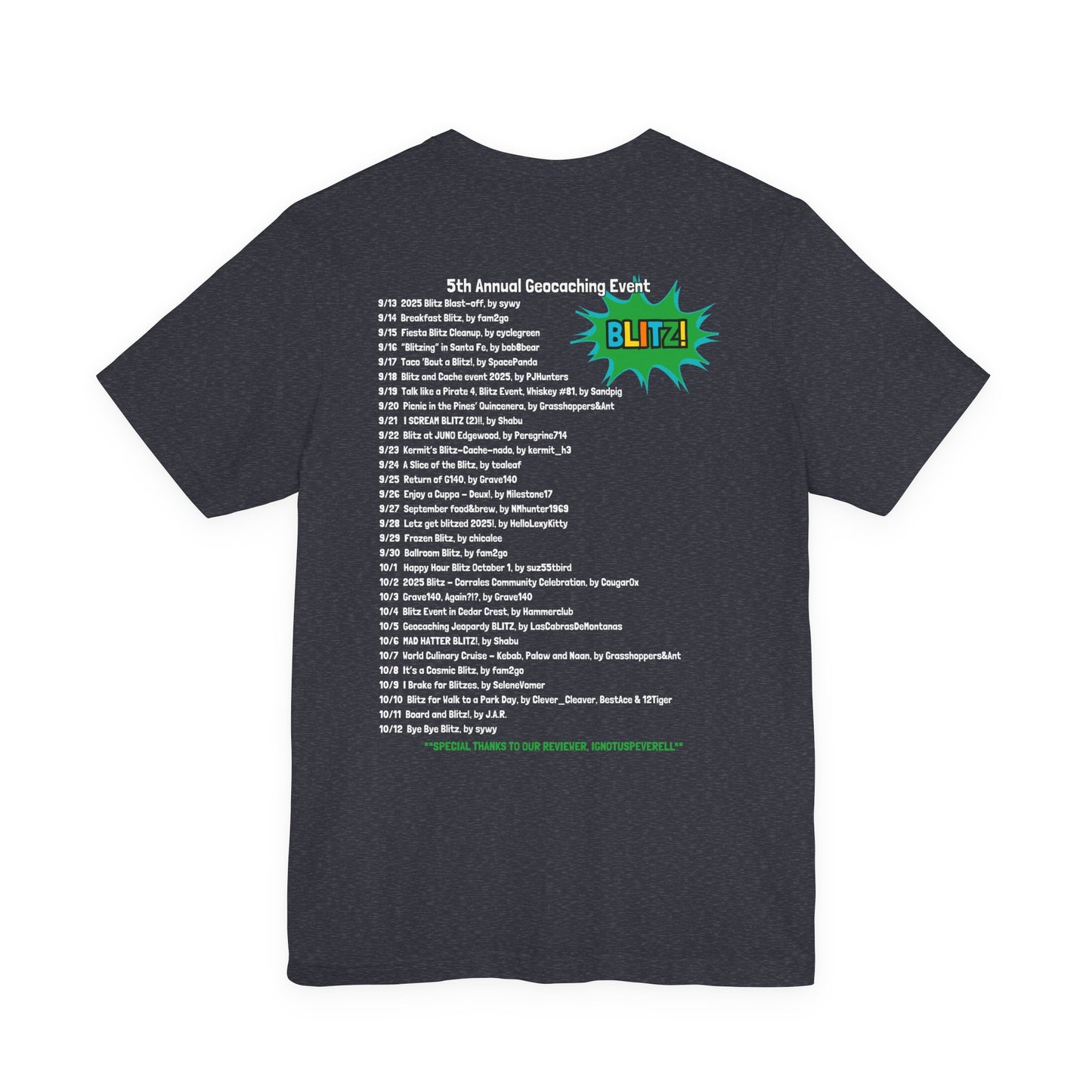 Geocaching Event Blitz 2025 Tshirt Unisex Jersey T-shirt, Adult geocache Tshirt,