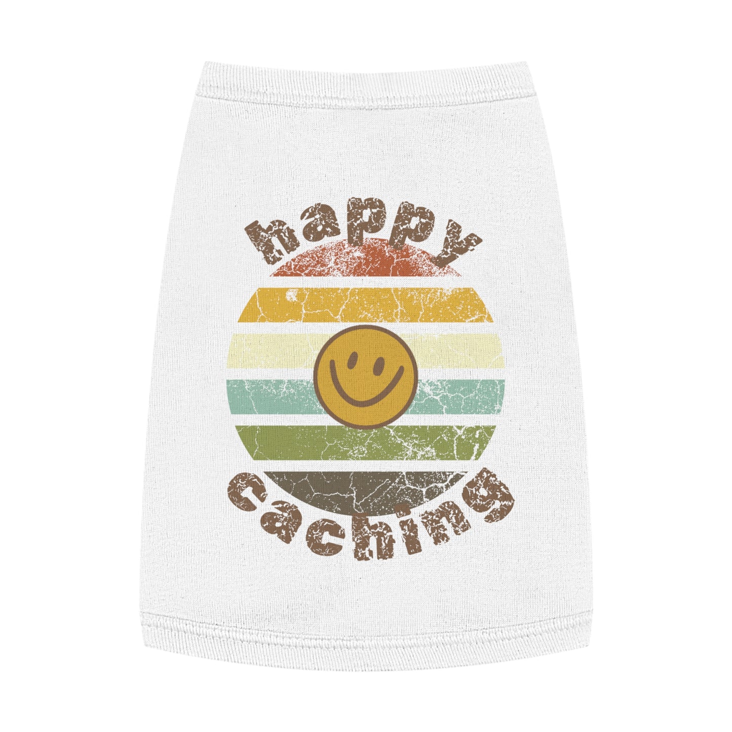Happy Caching Retro Sunset Geocaching Pet Tank Top