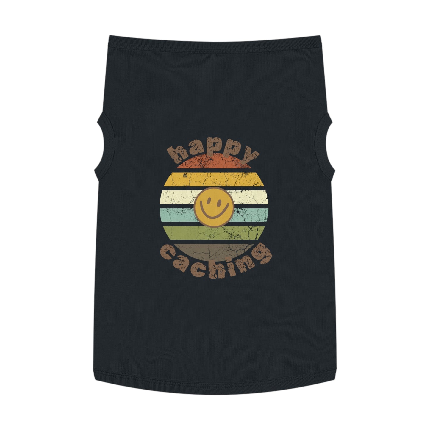 Happy Caching Retro Sunset Geocaching Pet Tank Top