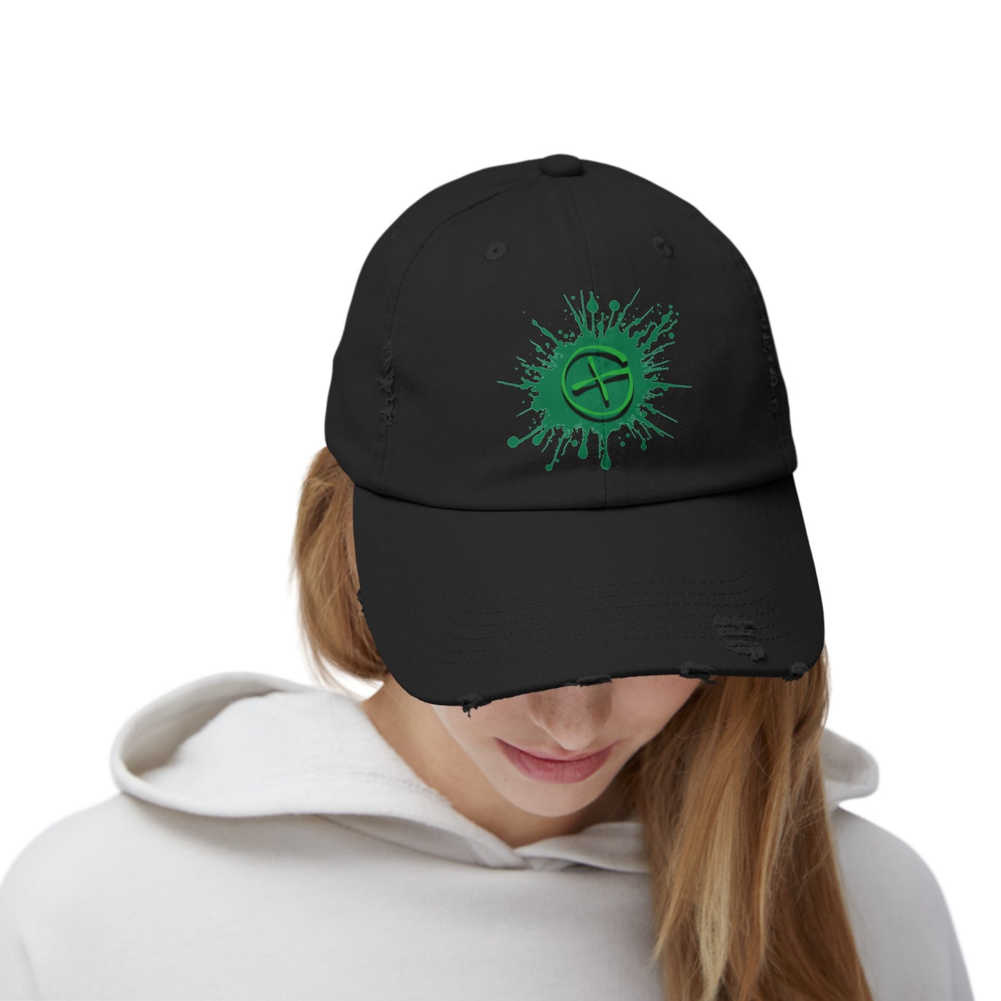 Geocache Splash Distressed Cap, Geocaching Hat, One Size Fits All, Adjustable Distressed Geocache Cap, Geocache Gift