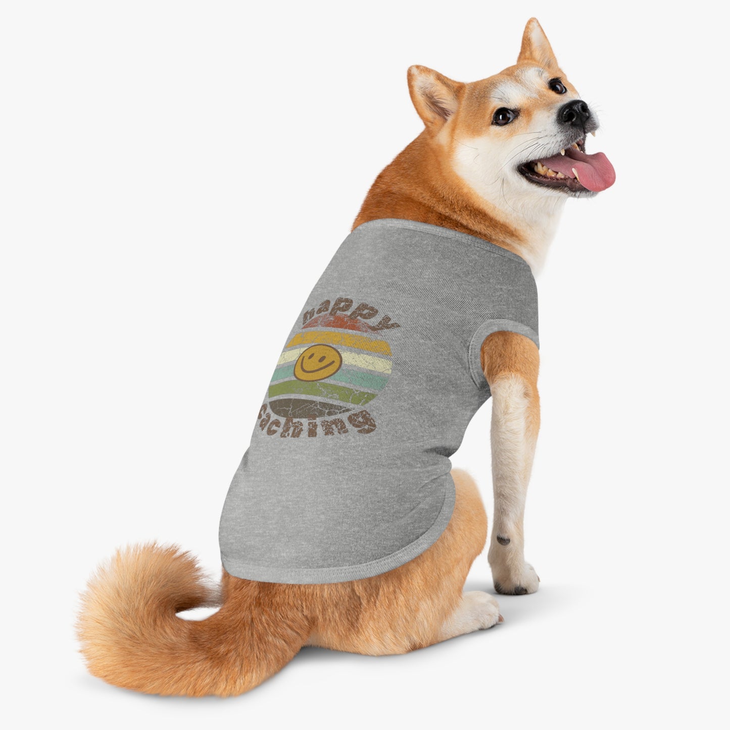 Happy Caching Retro Sunset Geocaching Pet Tank Top
