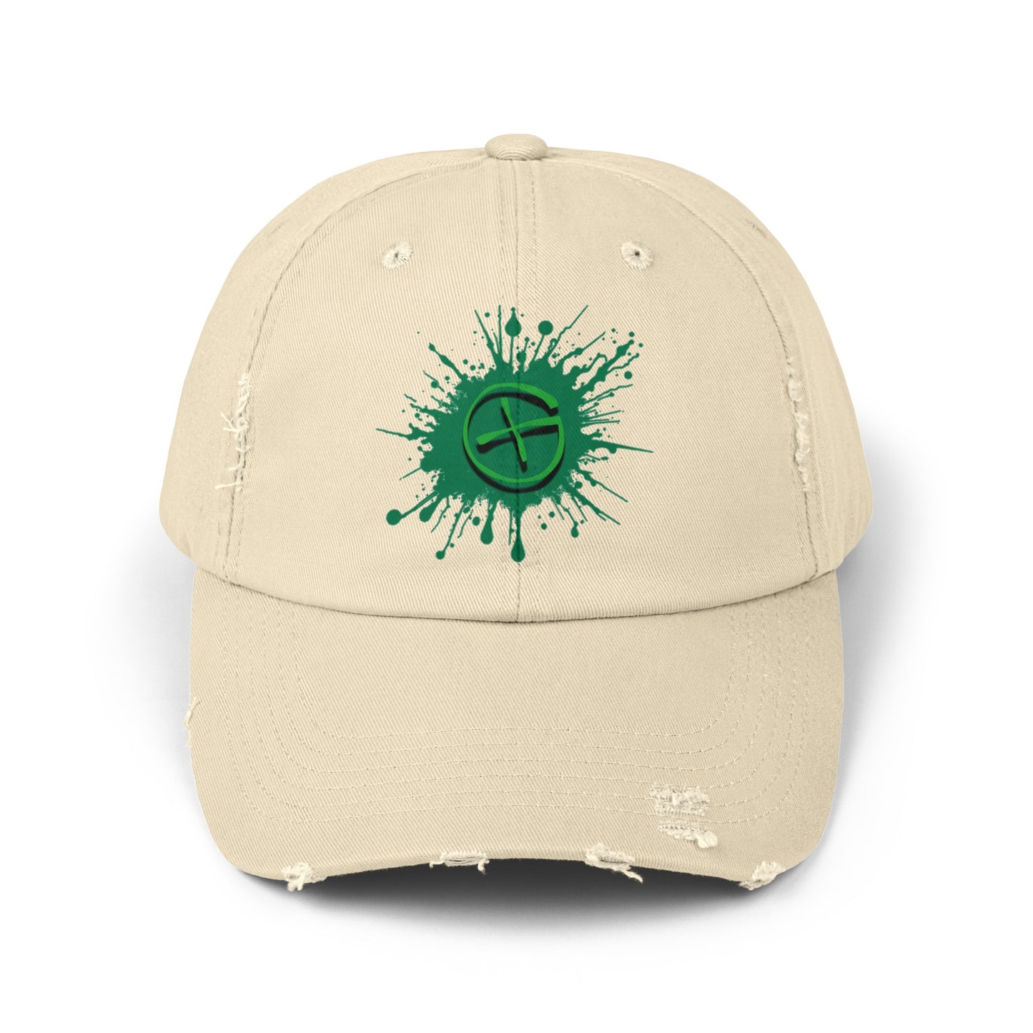 Geocache Splash Distressed Cap, Geocaching Hat, One Size Fits All, Adjustable Distressed Geocache Cap, Geocache Gift
