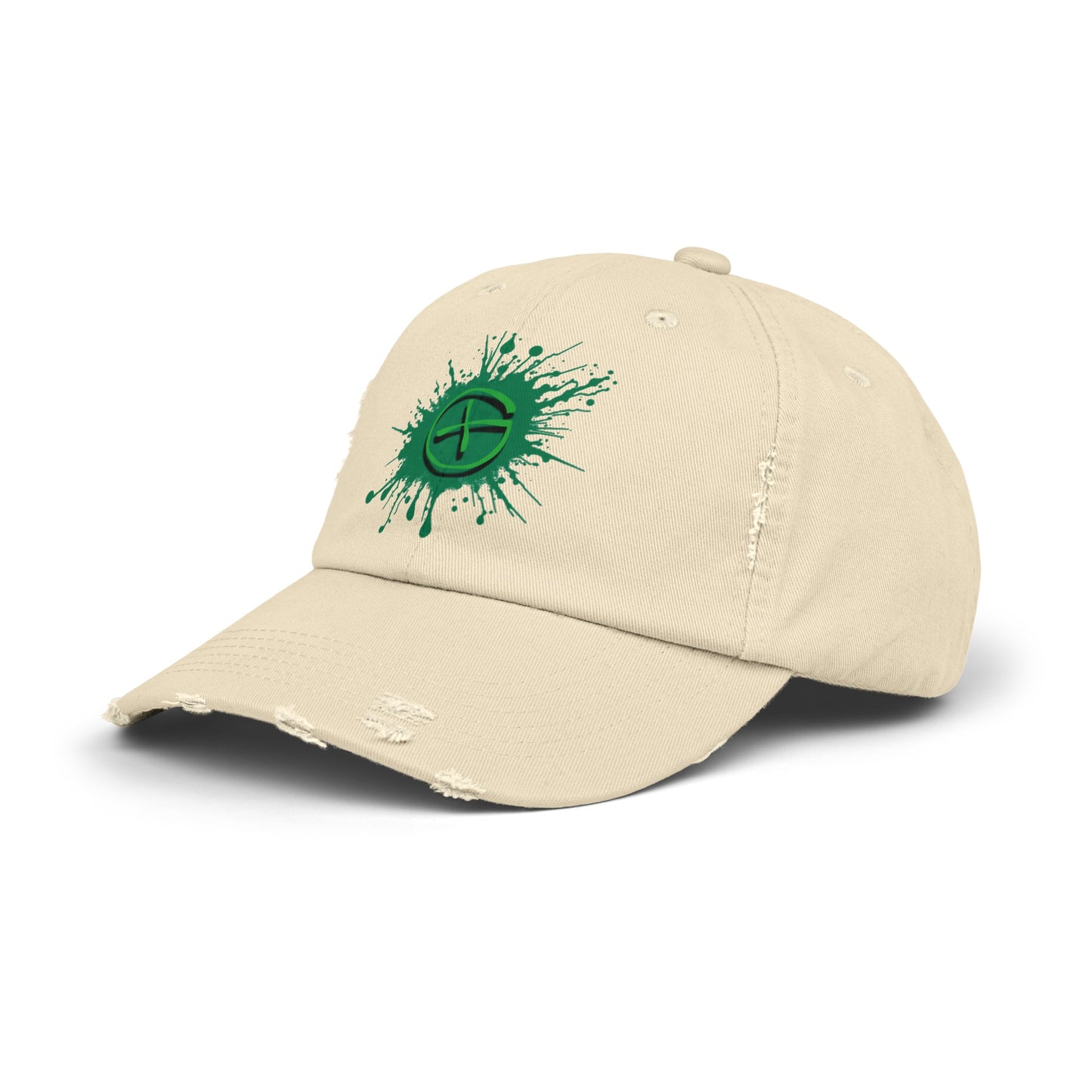 Geocache Splash Distressed Cap, Geocaching Hat, One Size Fits All, Adjustable Distressed Geocache Cap, Geocache Gift