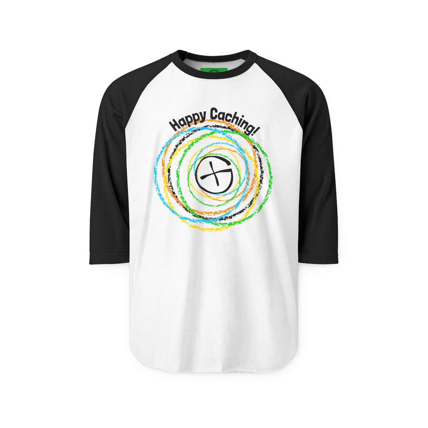 Happy Caching Geocaching T-shirt, Retro Geocache T-shirt, Adult, Unisex, Funny Geocaching T-shirt, Three Quarter sleeve