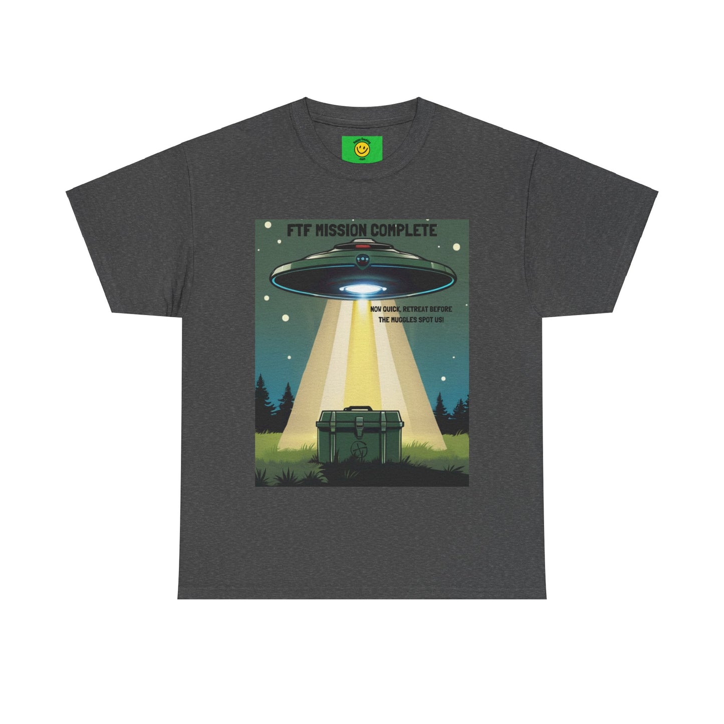 FTF Alien UFO Geocaching T-Shirt Funny Geocache Unisex Heavy Cotton Tee, Geocache Gift