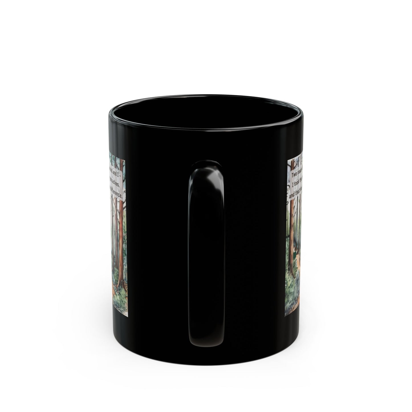 Two Roads Diverged Geocaching Ceramic Mug, (11oz, 15oz) Black, Geocache Gift, Coffee Cup