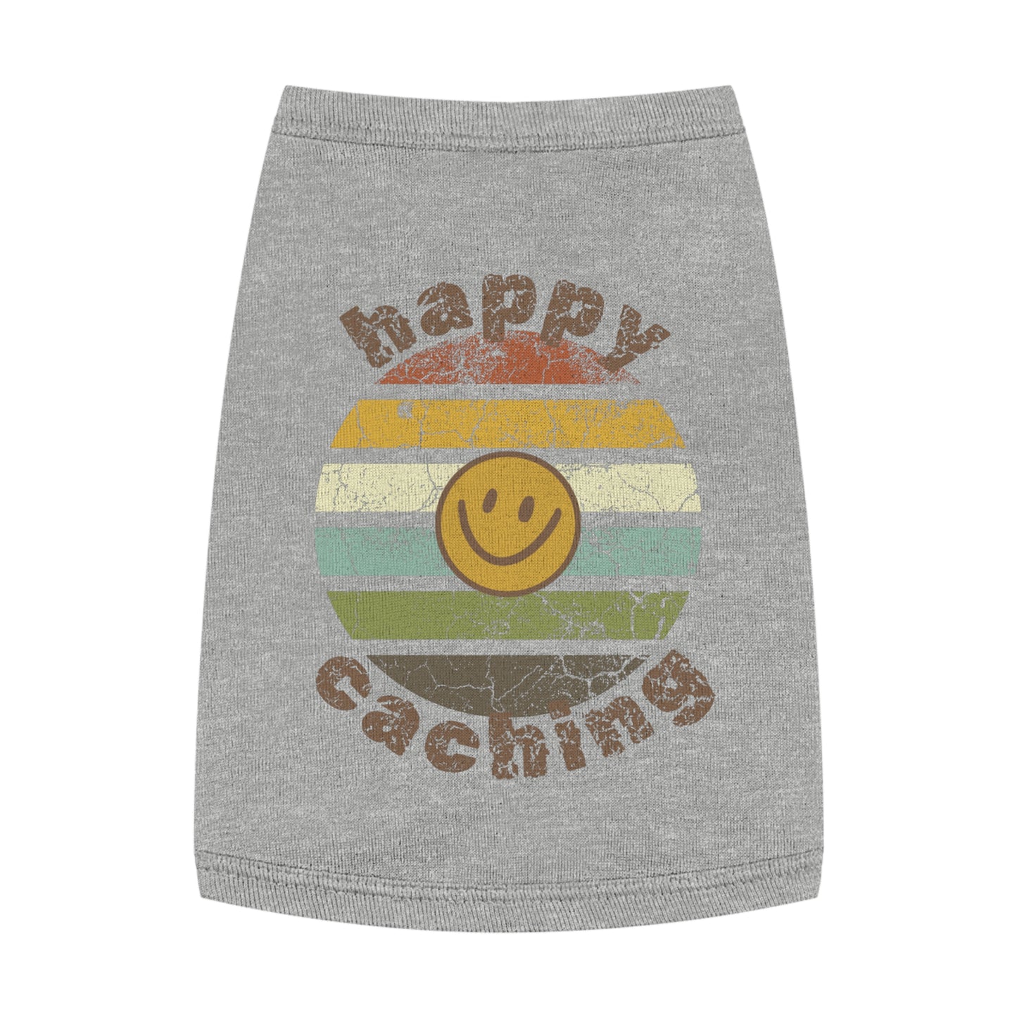 Happy Caching Retro Sunset Geocaching Pet Tank Top