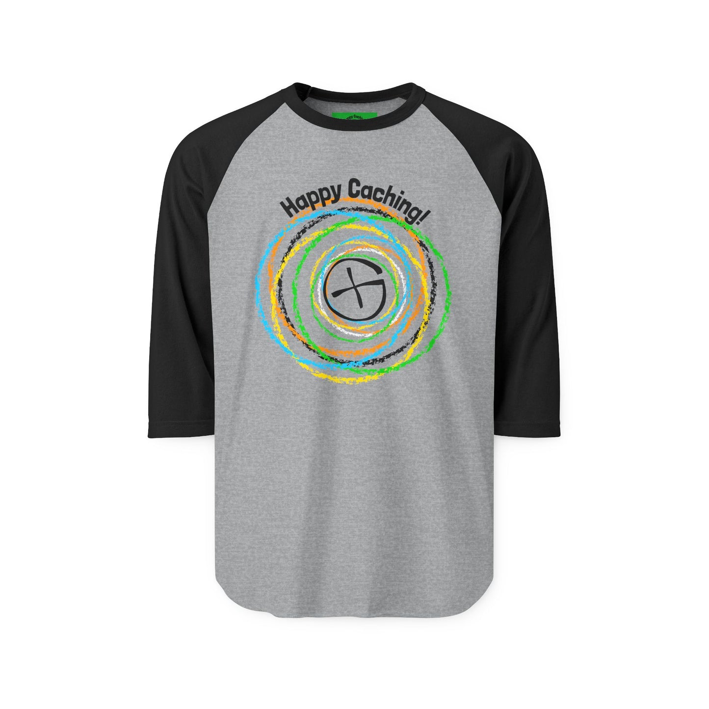 Happy Caching Geocaching T-shirt, Retro Geocache T-shirt, Adult, Unisex, Funny Geocaching T-shirt, Three Quarter sleeve