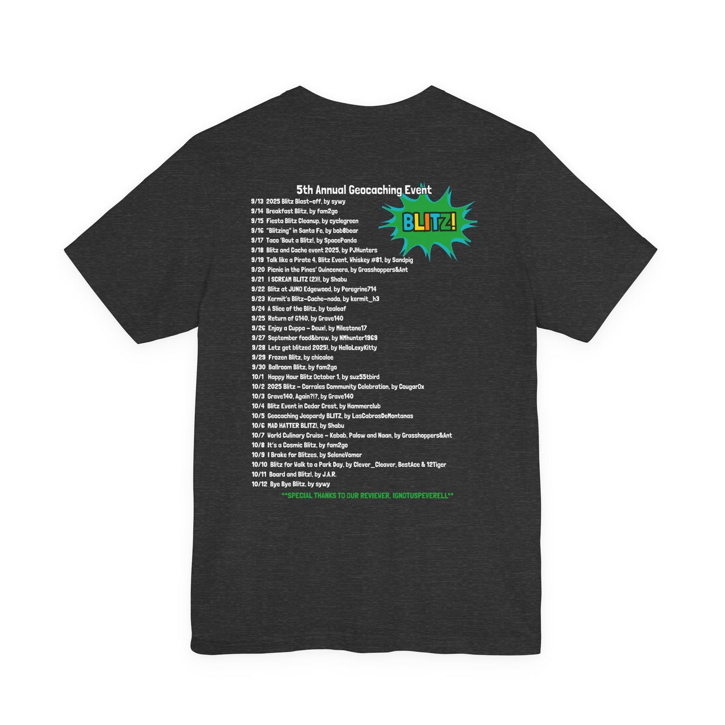 Geocaching Event Blitz 2025 Tshirt Unisex Jersey T-shirt, Adult geocache Tshirt,