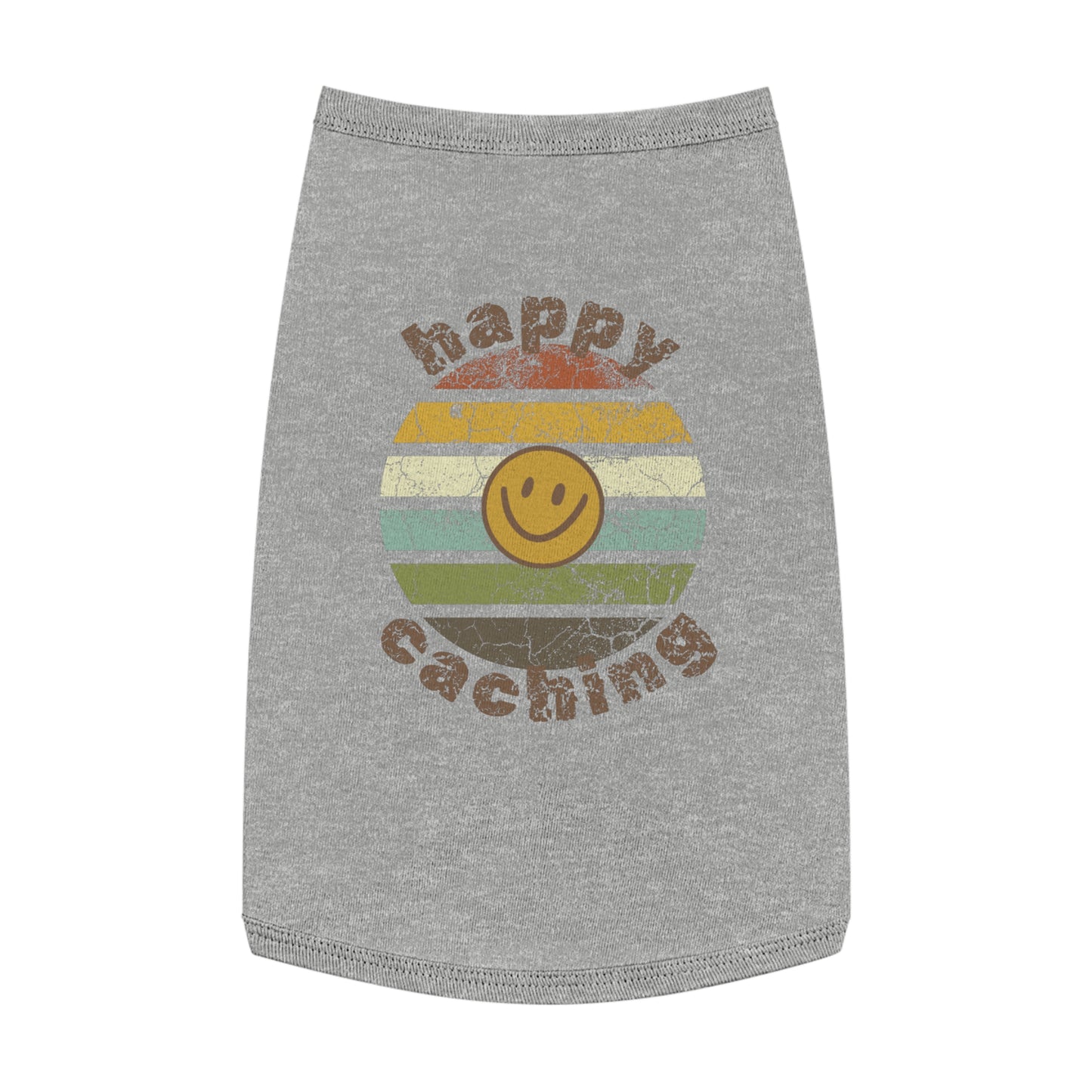 Happy Caching Retro Sunset Geocaching Pet Tank Top