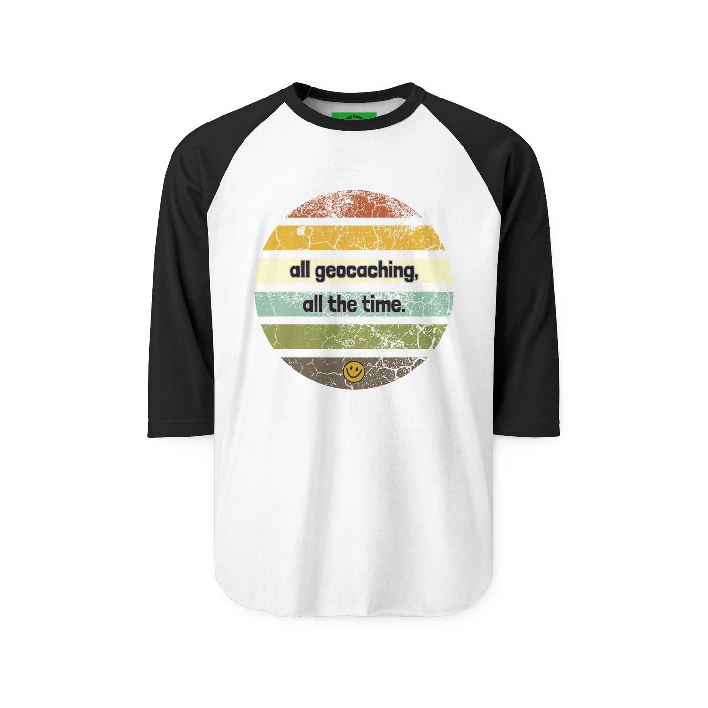 all geocaching all the time, geocaching t-shirt, Retro Geocache T-shirt, Adult, Unisex, Funny Geocaching T-shirt, Three Quarter sleeve