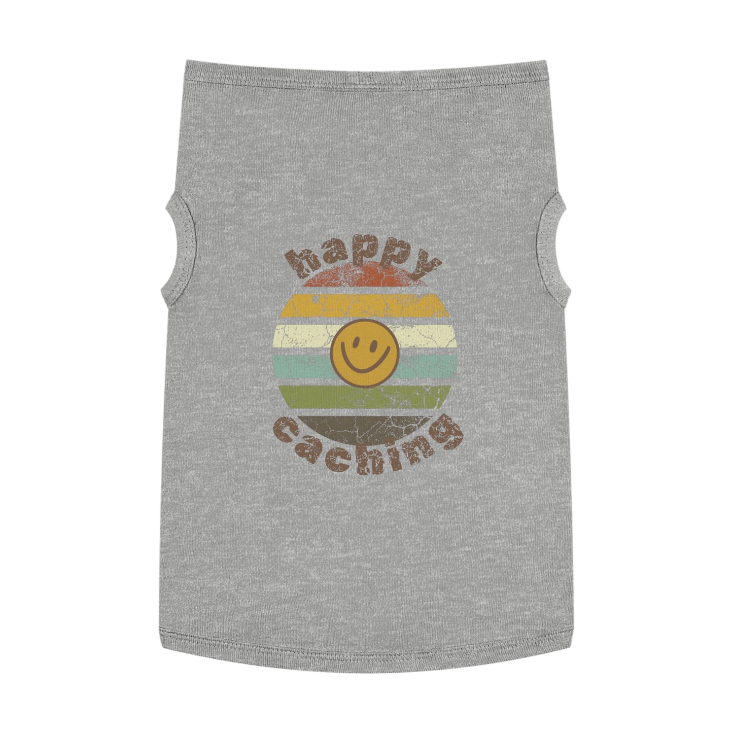 Happy Caching Retro Sunset Geocaching Pet Tank Top