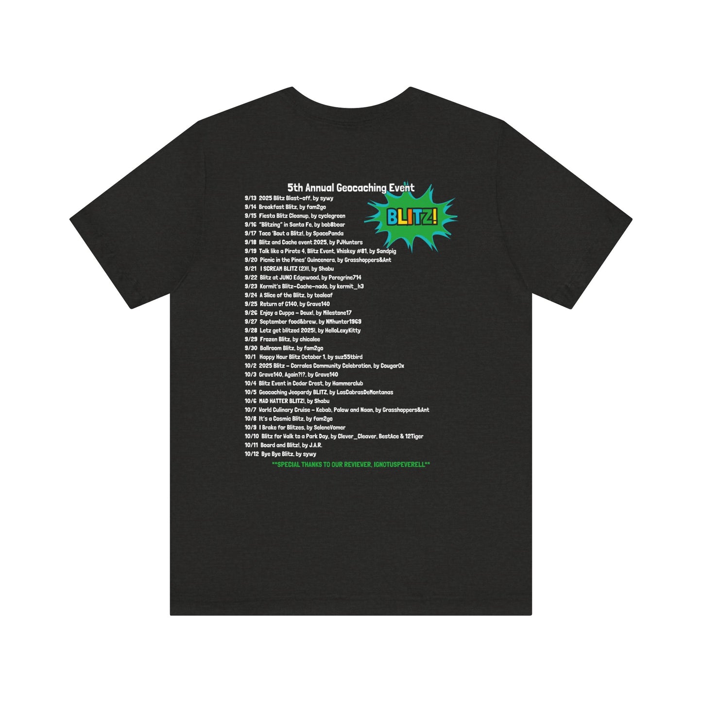 Geocaching Event Blitz 2025 Tshirt Unisex Jersey T-shirt, Adult geocache Tshirt,