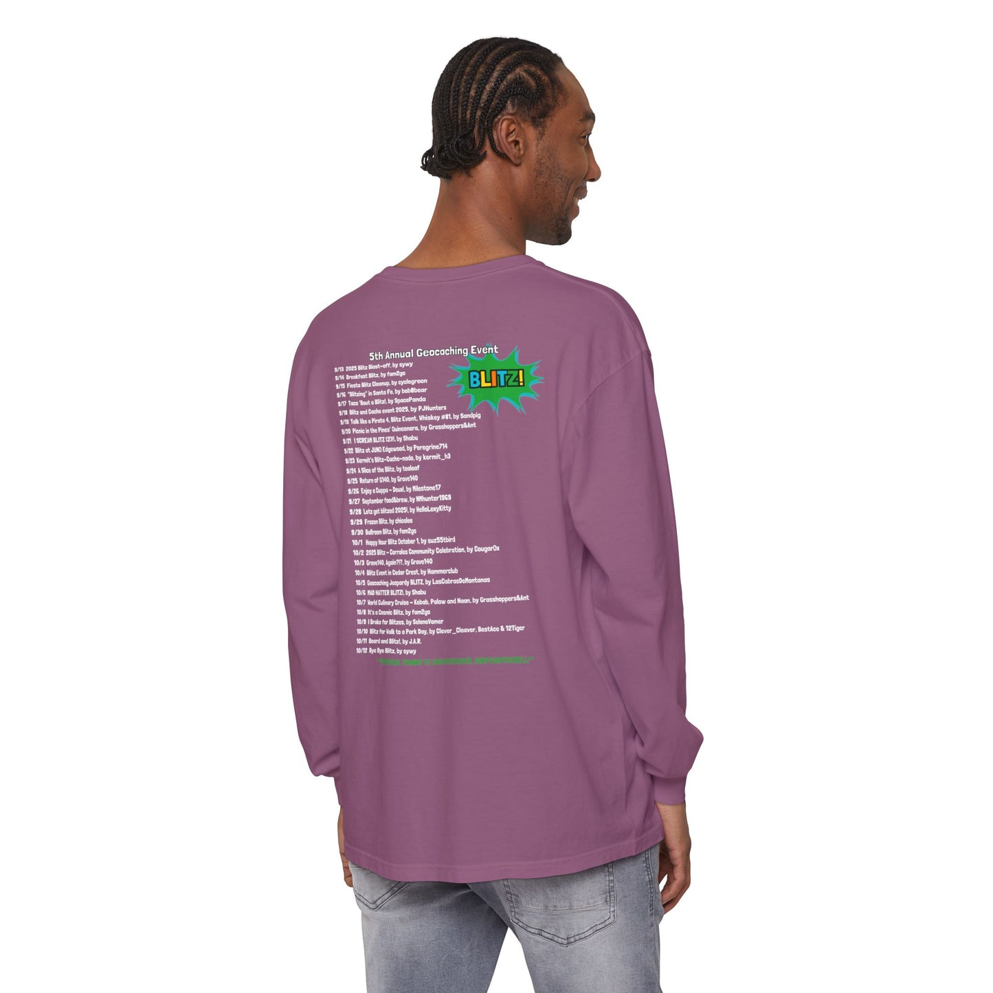Geocaching Event Blitz 2025 Long Sleeve T-Shirt | Adult Tee, Unisex