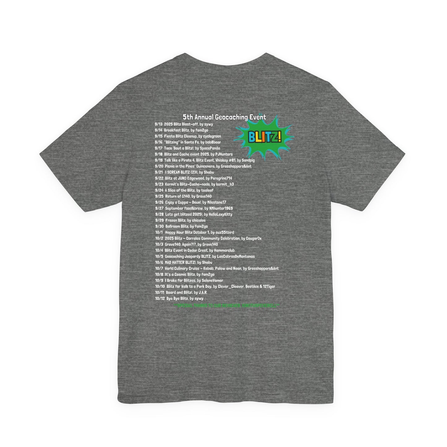 Geocaching Event Blitz 2025 Tshirt Unisex Jersey T-shirt, Adult geocache Tshirt,