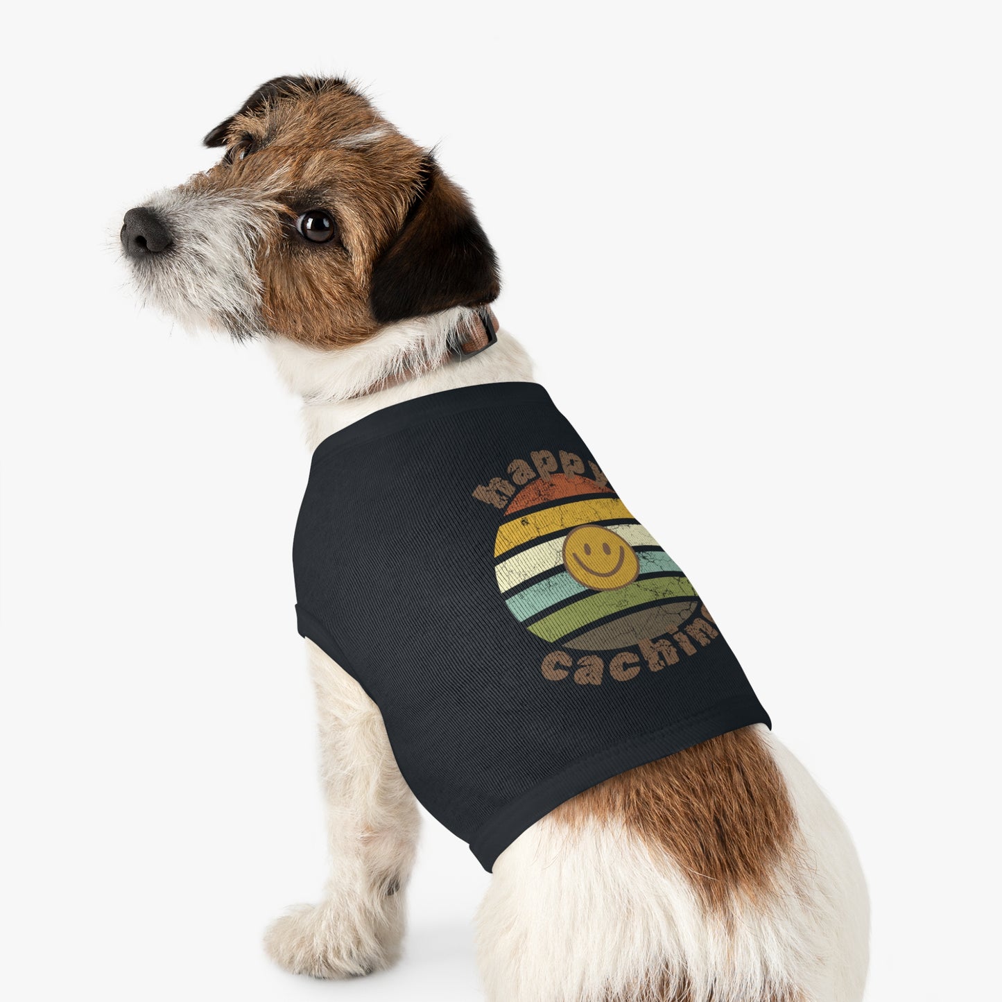 Happy Caching Retro Sunset Geocaching Pet Tank Top