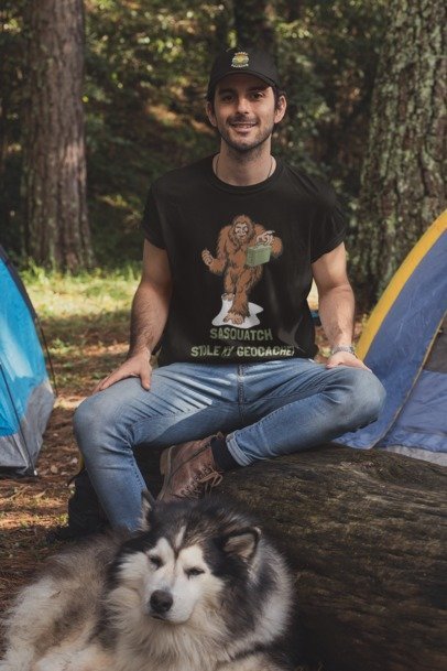 Sasquatch Stole My Geocache T-Shirt Unisex Heavy Cotton Tee