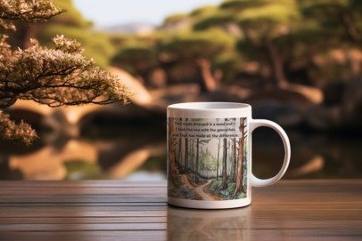 Two Roads Diverged Geocaching Ceramic Mug, (11oz, 15oz) White, Geocache Gift Coffee Cup