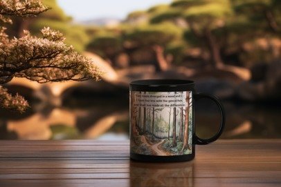 Two Roads Diverged Geocaching Ceramic Mug, (11oz, 15oz) Black, Geocache Gift, Coffee Cup