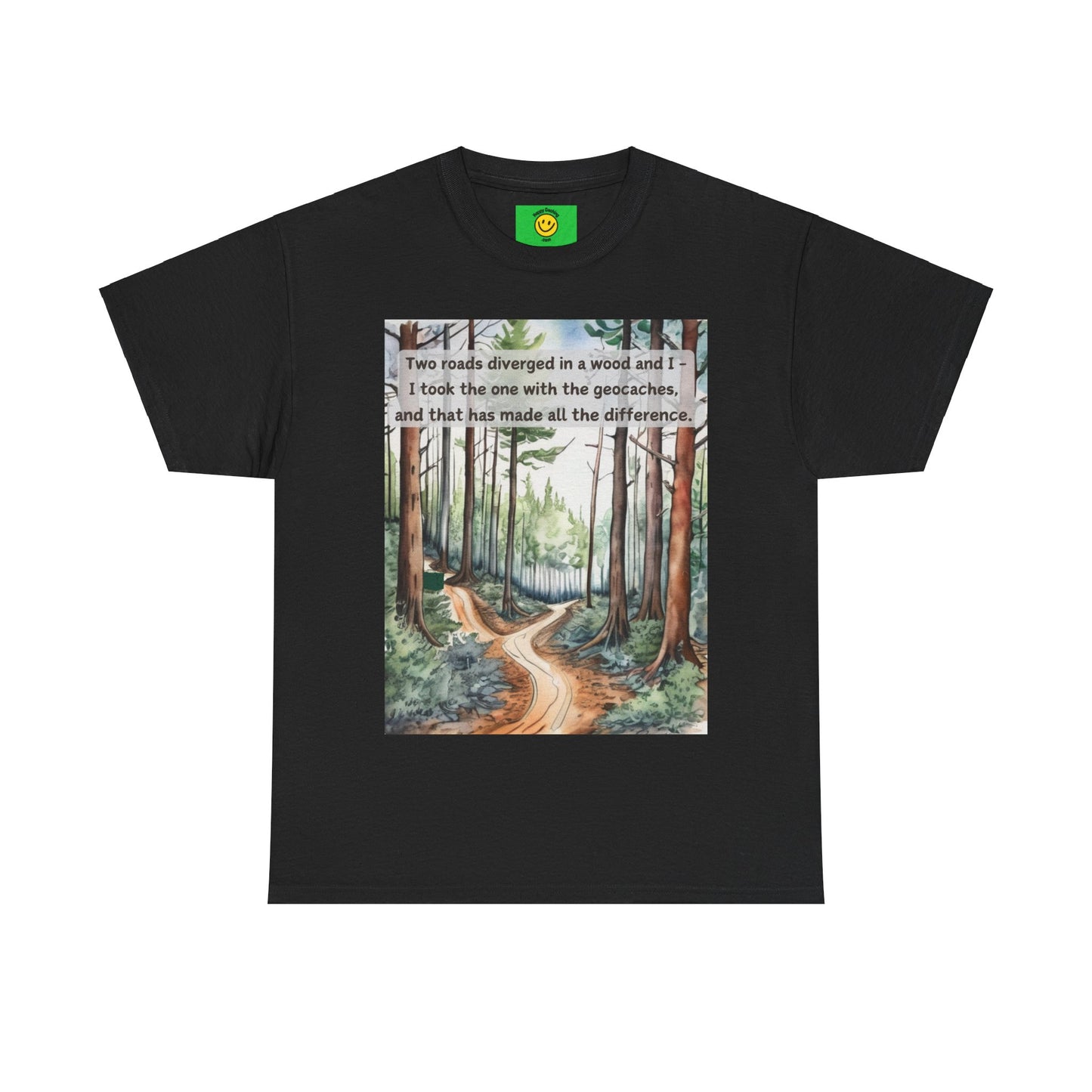 Two Roads Diverged Geocaching T-Shirt Unisex Heavy Cotton Tee