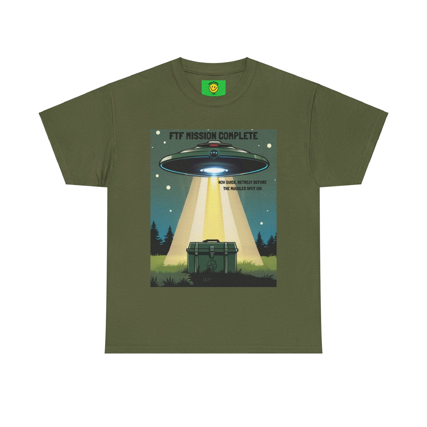 FTF Alien UFO Geocaching T-Shirt Funny Geocache Unisex Heavy Cotton Tee, Geocache Gift