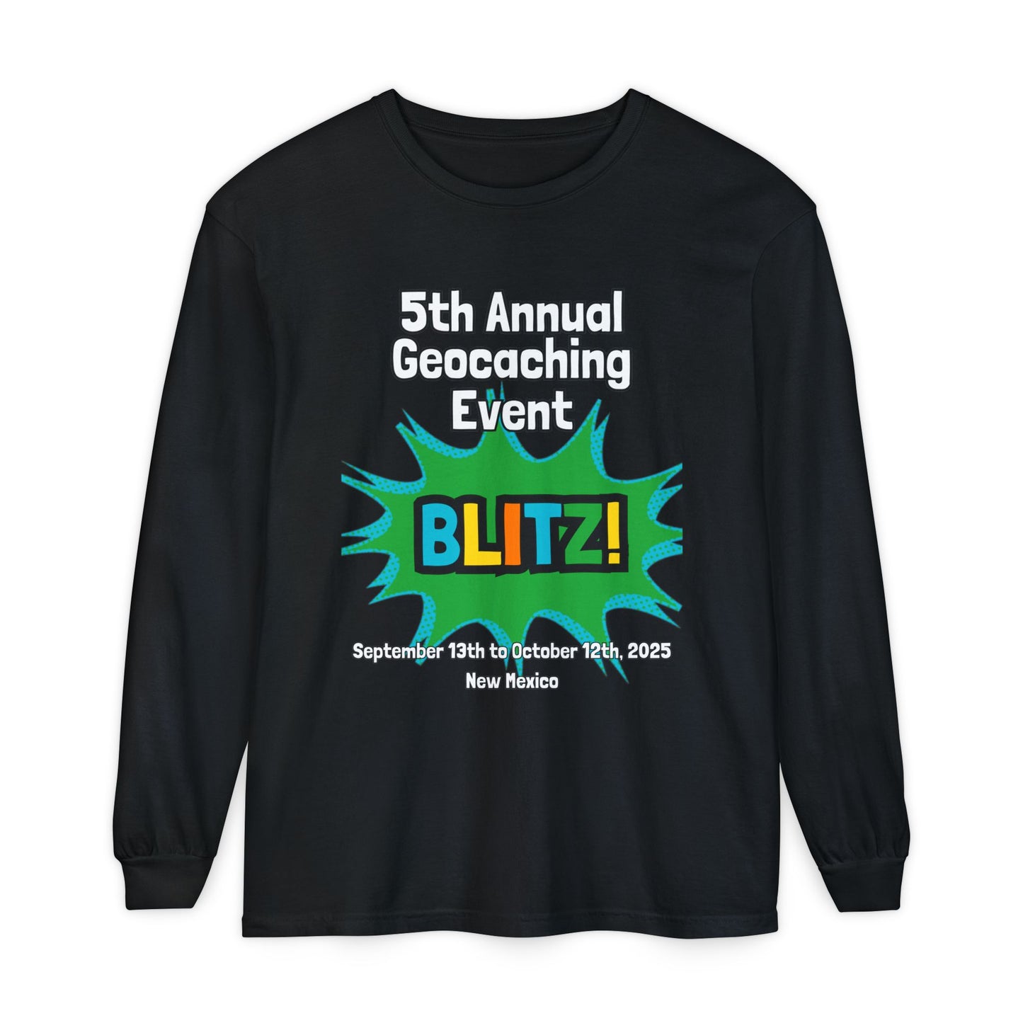 Geocaching Event Blitz 2025 Long Sleeve T-Shirt | Adult Tee, Unisex