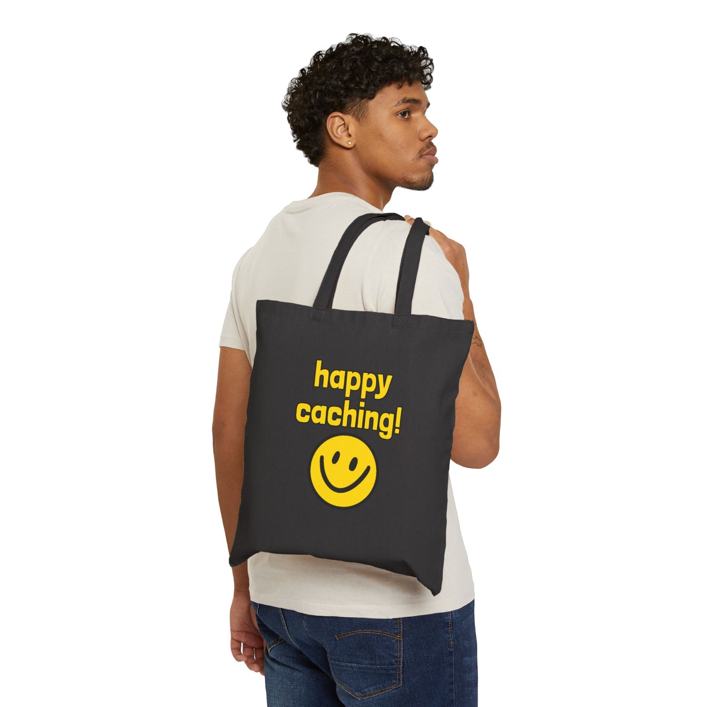 Geocaching is my Happy Place, Geocaching Tote Bag, Eco-Friendly Bag, Gift for Geocachers, Geocache Bag, Sustainable Shopping Bag