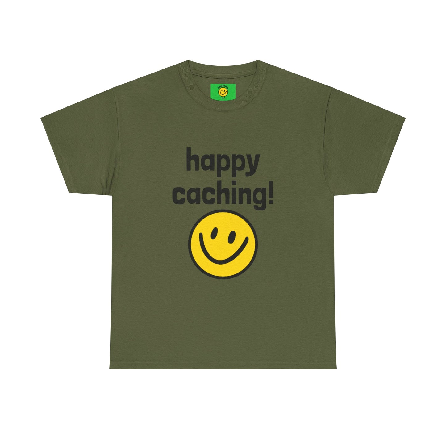 happy caching! Geocaching T-shirt Unisex Heavy Cotton Tee