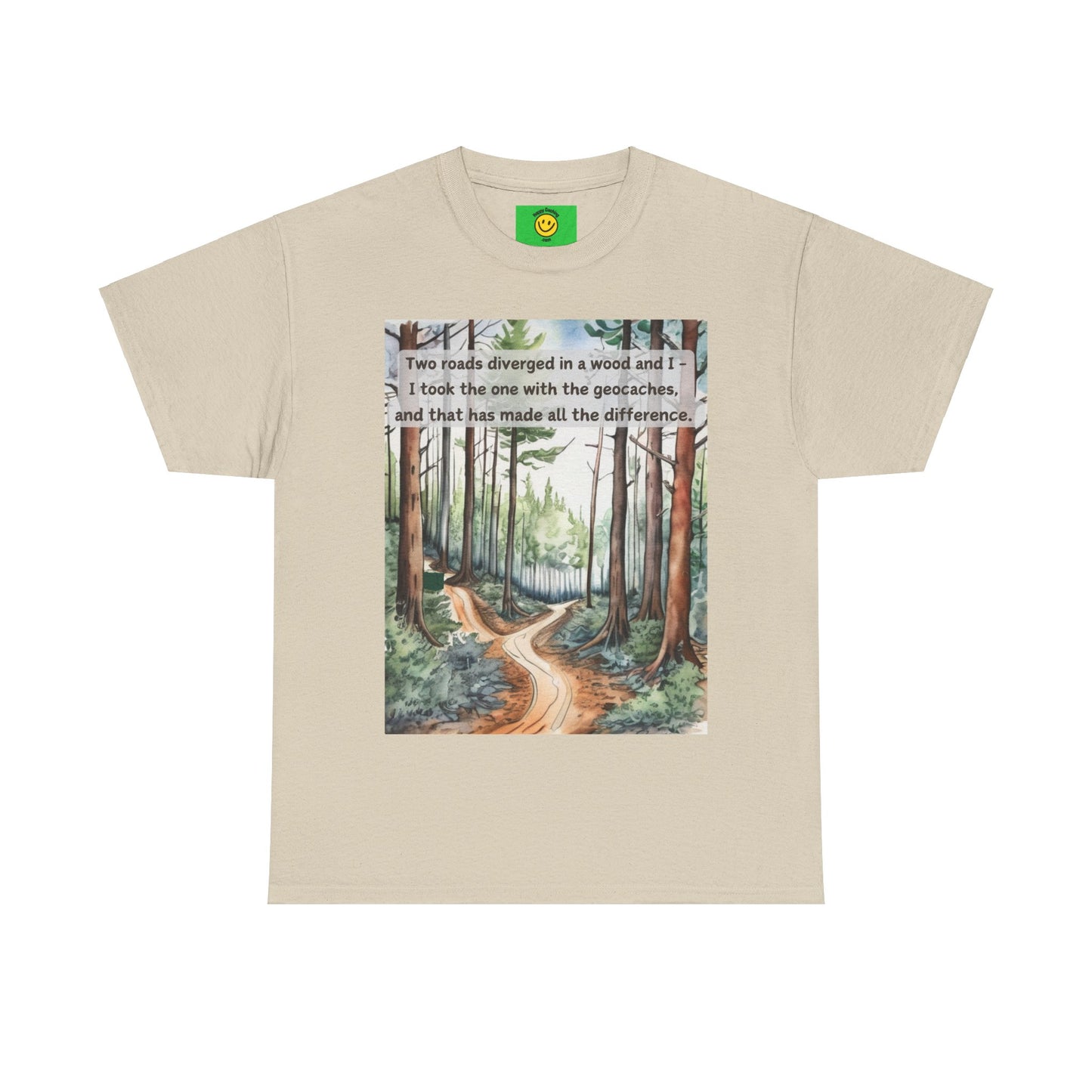 Two Roads Diverged Geocaching T-Shirt Unisex Heavy Cotton Tee