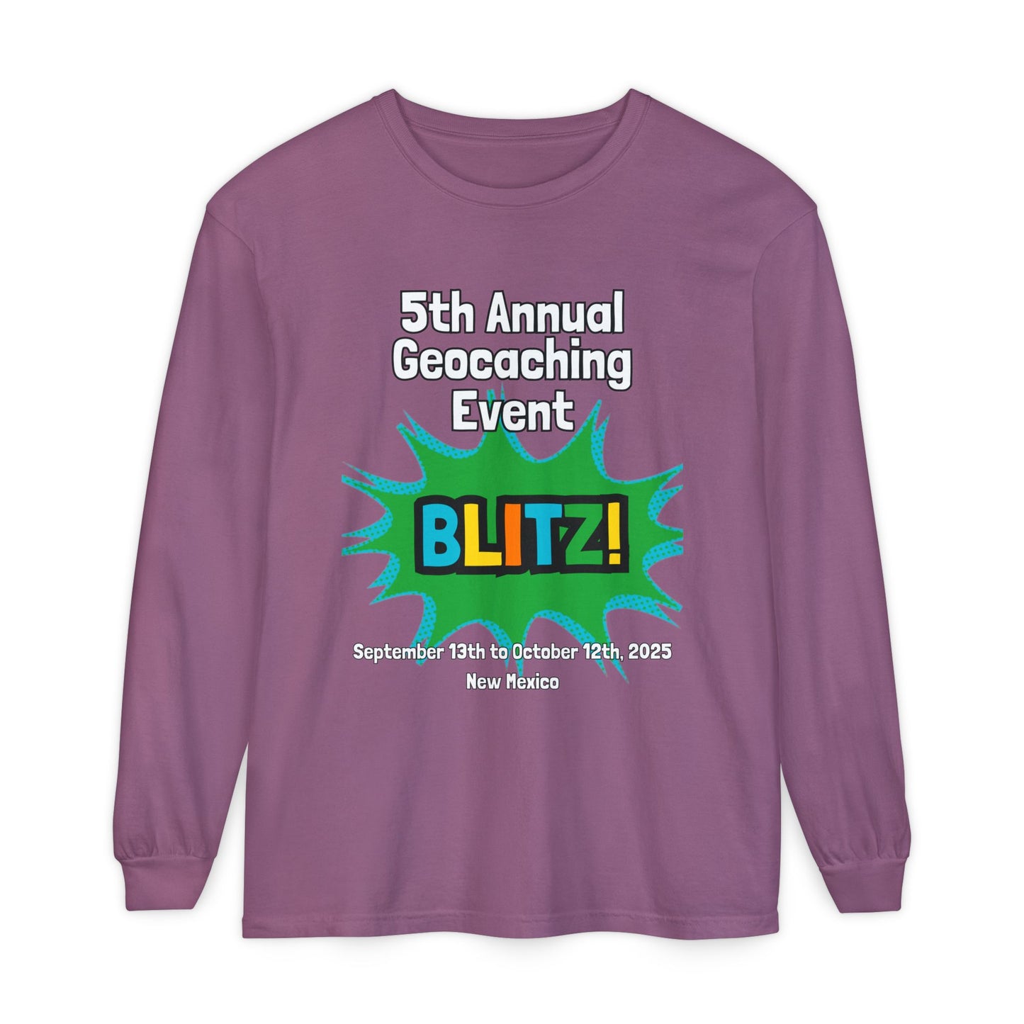Geocaching Event Blitz 2025 Long Sleeve T-Shirt | Adult Tee, Unisex