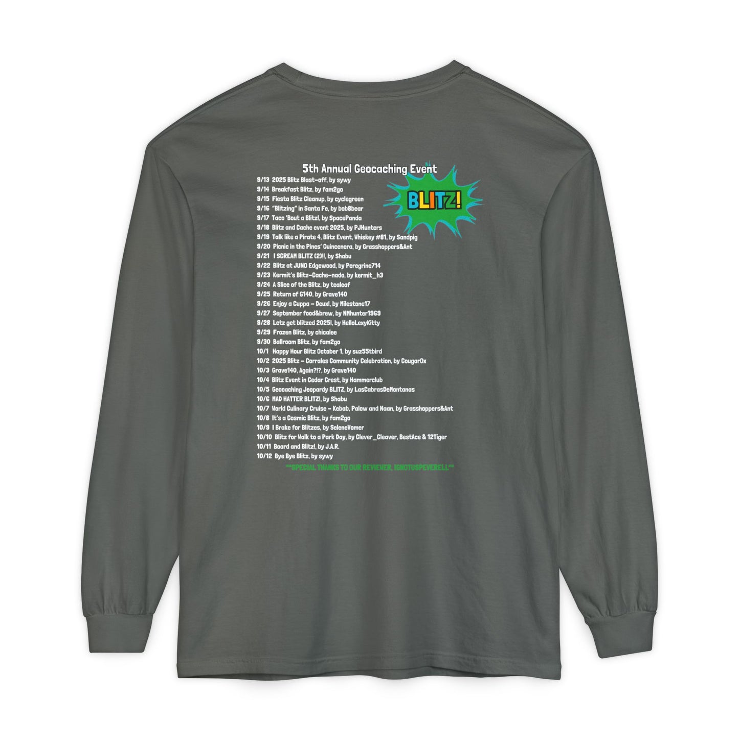 Geocaching Event Blitz 2025 Long Sleeve T-Shirt | Adult Tee, Unisex