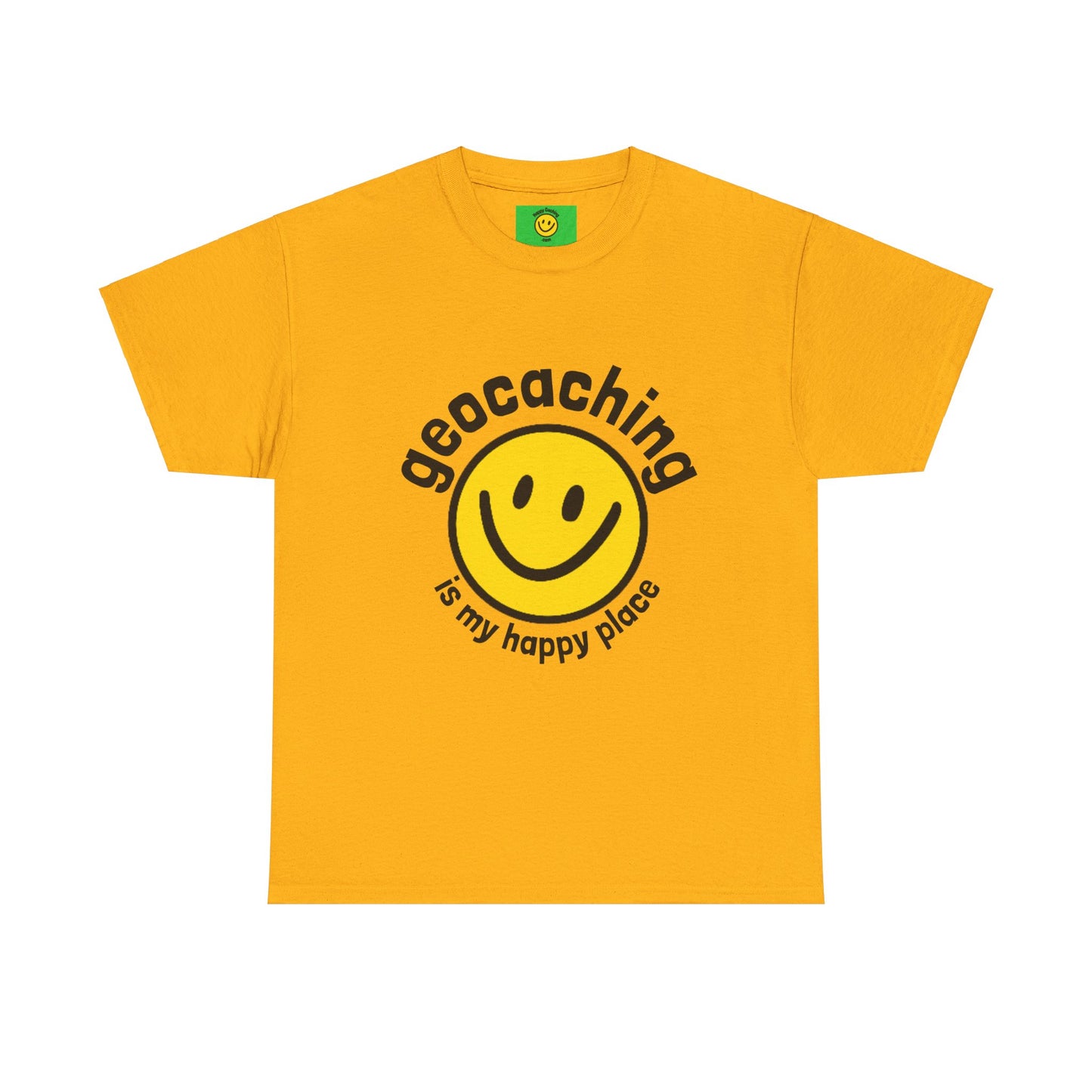 Geocaching is my Happy Place, Fun Geocache T-shirt Unisex Heavy Cotton Tee