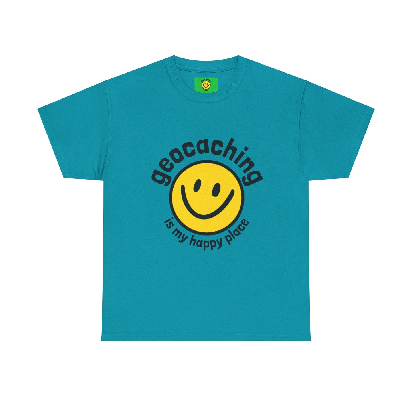 Geocaching is my Happy Place, Fun Geocache T-shirt Unisex Heavy Cotton Tee