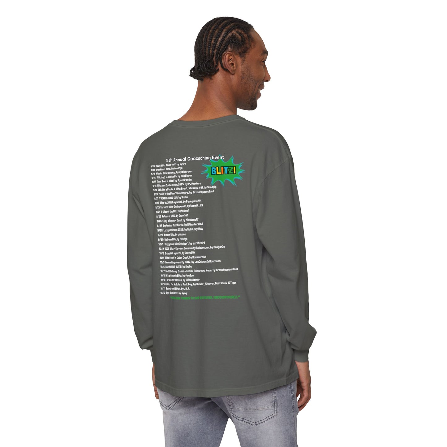 Geocaching Event Blitz 2025 Long Sleeve T-Shirt | Adult Tee, Unisex