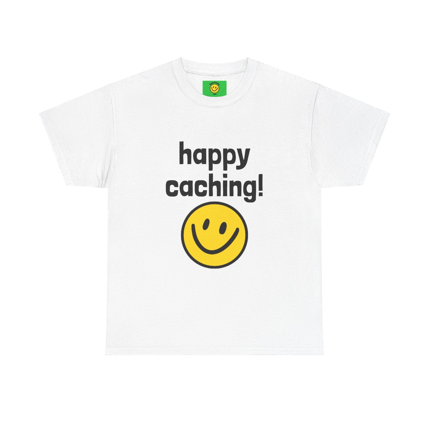 happy caching! Geocaching T-shirt Unisex Heavy Cotton Tee