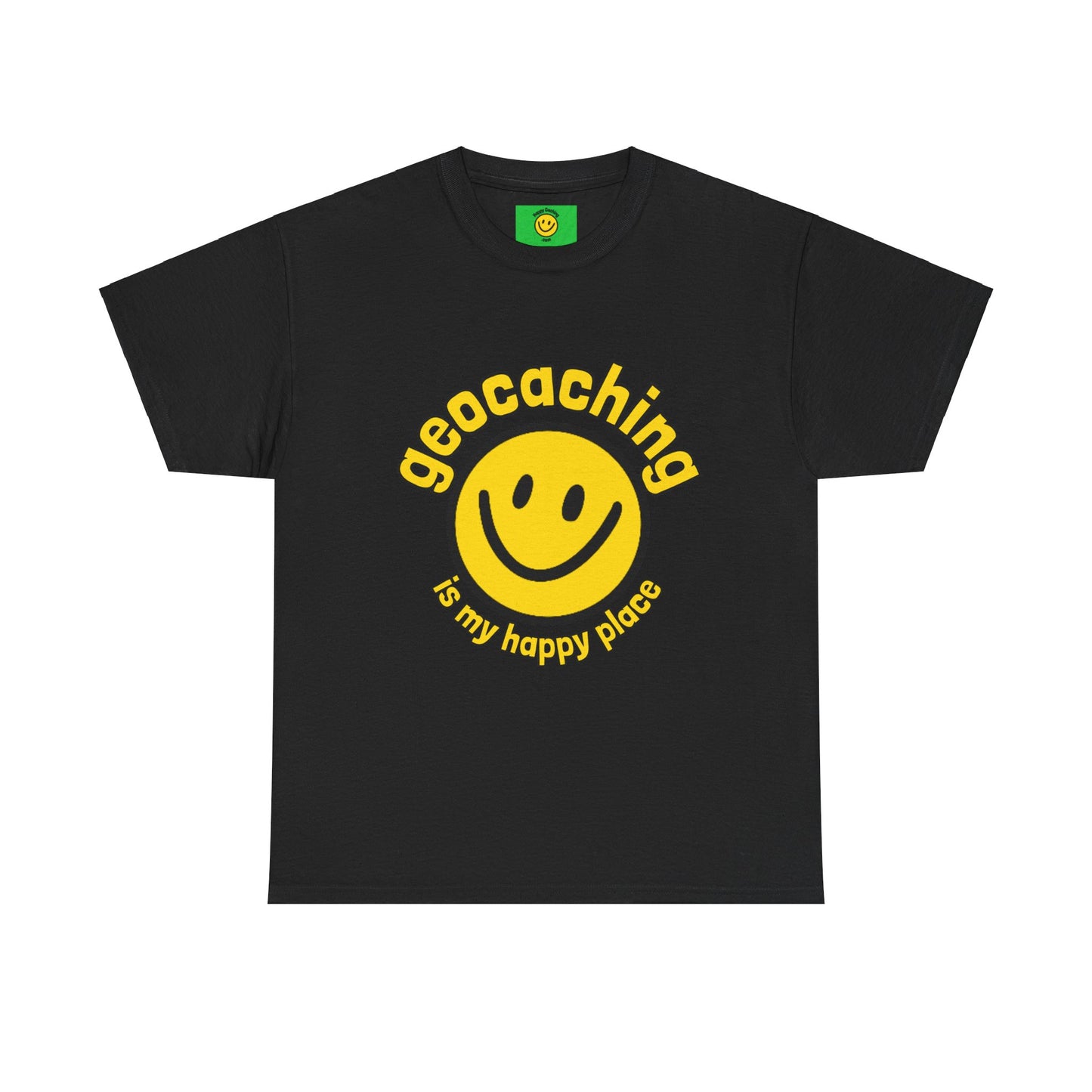 Geocaching is my Happy Place, Fun Geocache T-shirt Unisex Heavy Cotton Tee