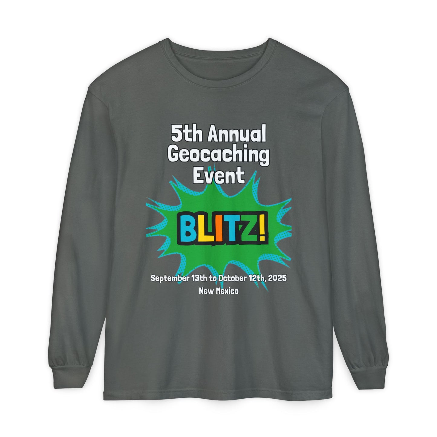 Geocaching Event Blitz 2025 Long Sleeve T-Shirt | Adult Tee, Unisex
